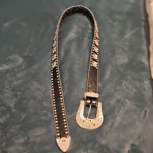 Elegant Black and Gold Studded Belt